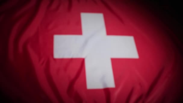 Focus Rack Della Bandiera Nazionale Svizzera Con Vignetta Filmati Alta — Video Stock