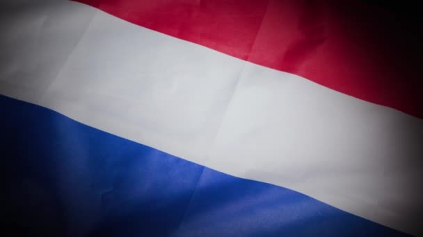 Dynamischer Schwenk Der Niederländischen Landesflagge Hochwertiges Filmmaterial — Stockvideo