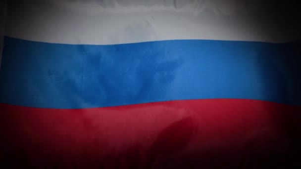 Rosyjska Flaga Narodowa Trzepocze Płynie Winietą Wysokiej Jakości Materiał — Wideo stockowe