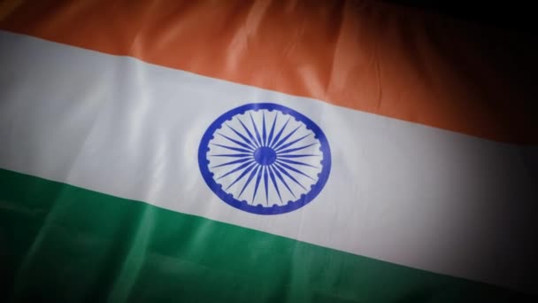 Indiska Nationella Flaggan Fladdrar Och Flödar Med Vinjett Högkvalitativ Film — Stockvideo
