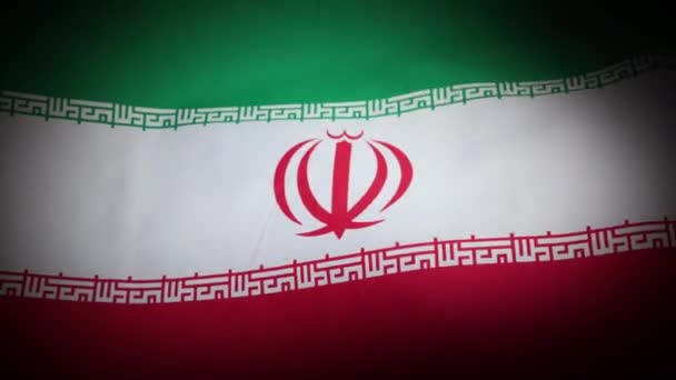 Iran Nationale Vlag Fladdert Stroomt Met Vignet Hoge Kwaliteit Beeldmateriaal — Stockvideo