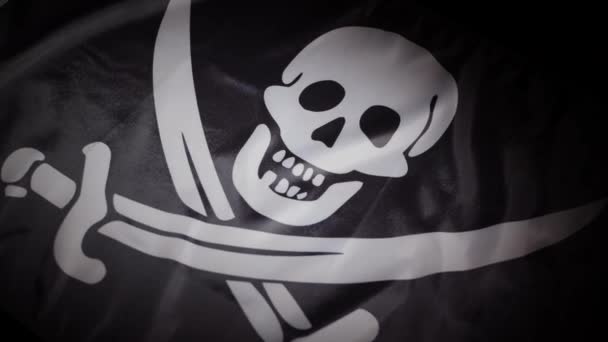 Virada Dinâmica Bandeira Nacional Pirata Jolly Roger Imagens Alta Qualidade — Vídeo de Stock