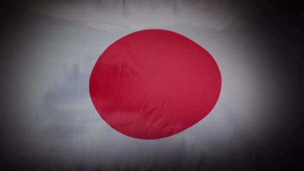 Japońska Flaga Narodowa Trzepocze Płynie Winietą Wysokiej Jakości Materiał — Wideo stockowe