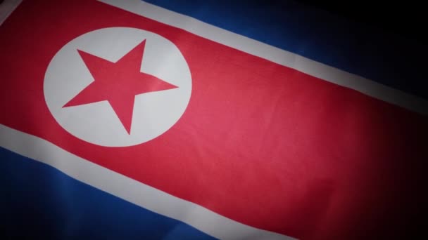 Dynamischer Schwenk Der Nordkoreanischen Nationalflagge Hochwertiges Filmmaterial — Stockvideo