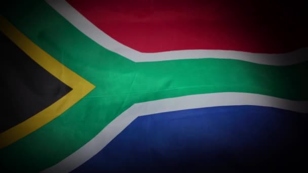 Südafrikanische Nationalflagge Flattert Und Flattert Mit Vignette Hochwertiges Filmmaterial — Stockvideo