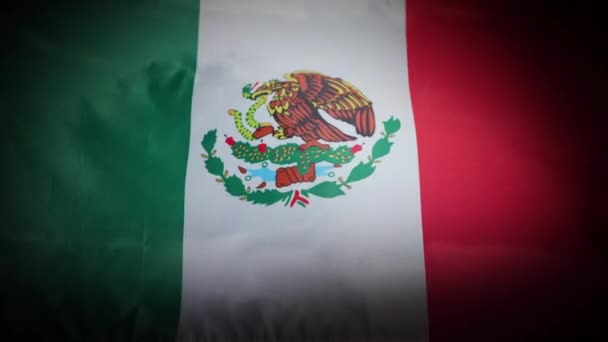 Mexico National Flag Fluttering Flowing Vignette High Quality Footage — Stock Video