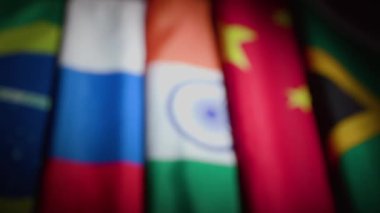 BRICS Uluslarının odak noktası Brezilya Rusya Hindistan Çin Güney Afrika. Yüksek kalite 4k görüntü