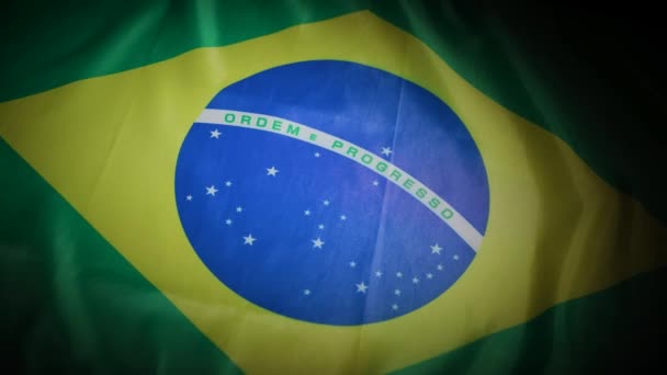 Dynamischer Schwenk Der Brasilianischen Nationalflagge Hochwertiges Filmmaterial — Stockvideo