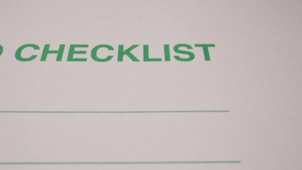 Groene Tekst Blanco Checklist Doen Witte Papieren Achtergrond Hoge Kwaliteit — Stockvideo