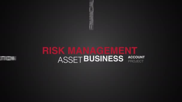 Risk Management Word Cloud Animation Black Background High Quality Footage Video Clip