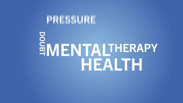 Mental Health Word Cloud Animation Blue Background High Quality Footage — Stock Video