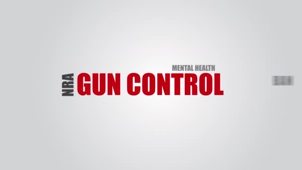 Gun Kontrol Ord Sky Animation Hvid Baggrund Høj Kvalitet Optagelser – Stock-video