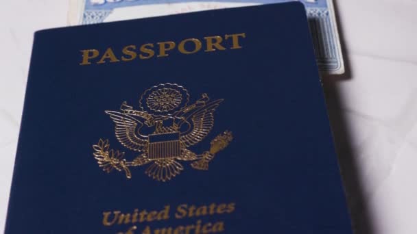 Fermer Carte Sécurité Sociale Ssn Les Documents Passeport Images Haute — Video