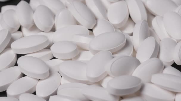 Comprimidos Brancos Vitaminas Medicina Opiods Comprimidos Drogas Vício Imagens Alta — Vídeo de Stock