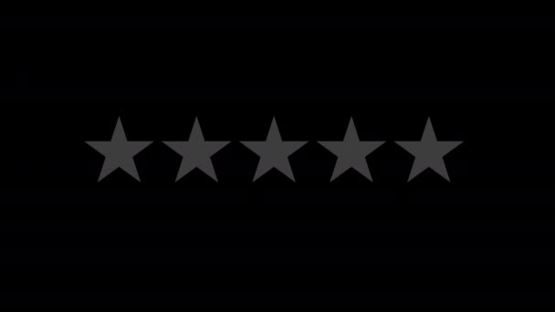 Bílé Pět Hvězdiček Hodnocení Zákazníků Koncept Zpětné Vazby Černé Pozadí — Stock video