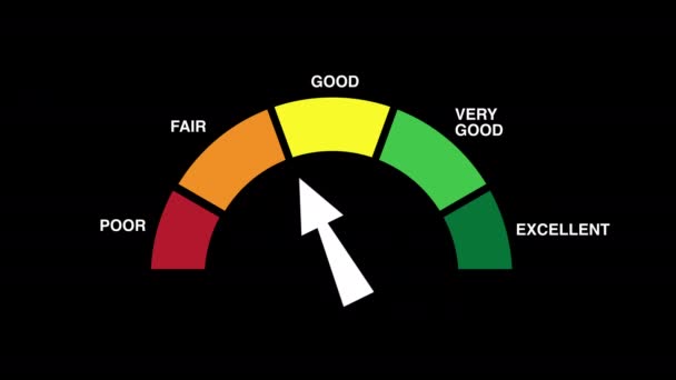Excellent Credit Score Rating Scale Animation Black Background High Quality — Stock Video