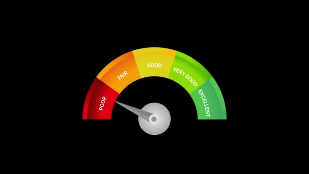 Good Credit Score Rating Rating Animation Black Background Высококачественные Кадры — стоковое видео