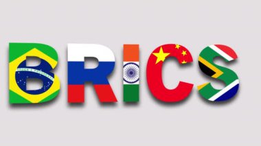 BRICS ülkeleri parallax hareket grafikleri animasyon beyaz arka plan. Yüksek kalite 4k görüntü