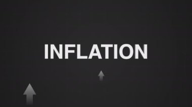 Enflasyon yükseliyor, hareketli oklar, grafik animasyonları, karanlık arka plan. Yüksek kalite 4k görüntü