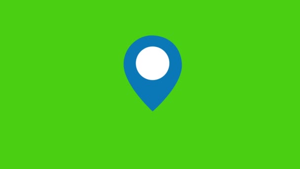 Mapa Azul Localização Pino Símbolo Movimento Gráfico Animação Tela Verde — Vídeo de Stock