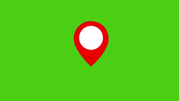 Red Map Location Pin Symbol Motion Graphic Animation Green Screen — Stock Video
