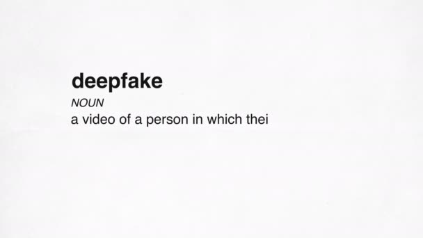Deepfake Simple Palabra Definición Animación Fondo Blanco Imágenes Alta Calidad — Vídeo de stock