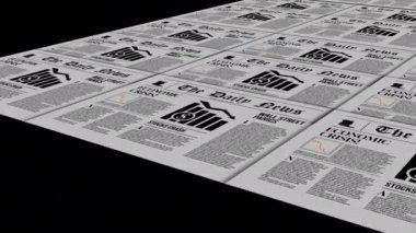 Ekonomik kriz gazetesi durgunluğu grafik animasyonu. Yüksek kalite 4k görüntü