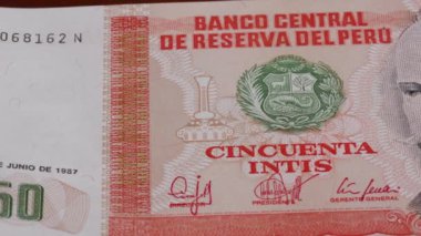 50 Peru, 1 numaralı banknot banknotunu ima ediyor. Yüksek kalite 4k görüntü