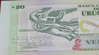 20 peso Uruguay parası ulusal para birimi yasal banknot tasarısı Merkez Bankası 1. Yüksek kalite 4k görüntü