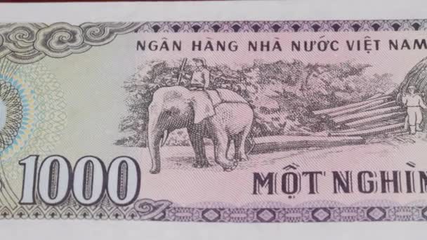 1000 Vietnamských Dong Vnd Národní Měna Zákonné Platidlo Bankovky Účet — Stock video