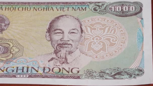 1000 Vietnamských Dong Vnd Národní Měna Zákonné Platidlo Bankovky Účet — Stock video