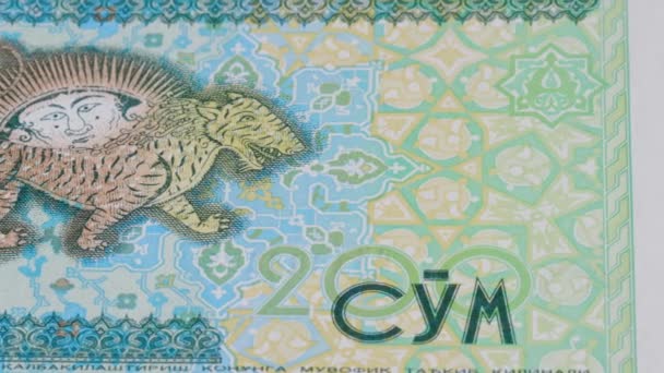 200 Uzbekistani Som Cym National Currency Money Legal Tender Banknote — Wideo stockowe