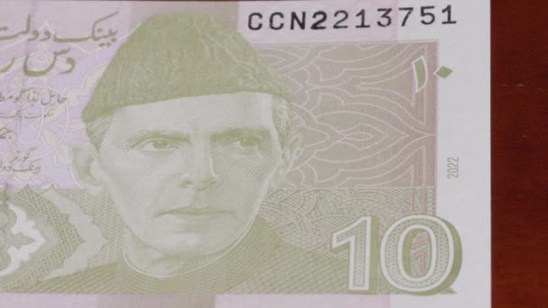 Rúpias Paquistanesas Moeda Nacional Moeda Curso Legal Nota Banco Central — Vídeo de Stock