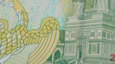 1 Romen ulusal para birimi. Yasal ihale teklifi. Merkez Bankası 4. Yüksek kalite 4k görüntü