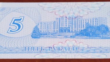 5 Transnistria, UNC ulusal para birimi, yasal ihale faturası, merkez bankası 1 ruble. Yüksek kalite 4k görüntü