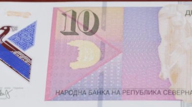 Makedonya ulusal para birimi 10 dinar dinar para yasal ihale banknot tasarısı Merkez Bankası 1. Yüksek kalite 4k görüntü