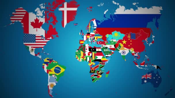 Монголія Прапором Країна Країна Контур Карта Світу Рух Графіки Анімація — стокове відео