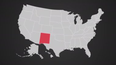 New Mexico yanıp sönen kırmızı ABD haritası grafik animasyonu. Yüksek kalite 4k görüntü