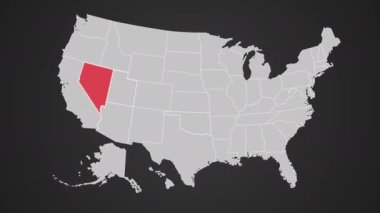 Nevada, ABD haritasında kırmızı çizgi şeklinde yanıp sönen animasyon. Yüksek kalite 4k görüntü