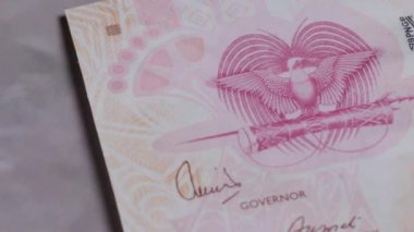 20 kina Papua Yeni Gine ulusal para birimi yasal ihale banknotu 4 kapanıyor. Yüksek kalite 4k görüntü