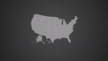 ABD haritasında MIssouri kırmızı çizgi şeklinde yanıp sönen animasyon. Yüksek kalite 4k görüntü