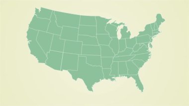 Alabama eyaleti bayrağı Birleşik Devletler haritası canlandırmada yakınlaşmayı gösteriyor. Yüksek kalite 4k görüntü