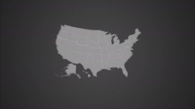 Iowa 'nın ABD haritasında kırmızı çizgili şekli yanıp sönen animasyon. Yüksek kalite 4k görüntü