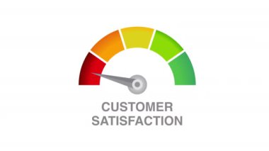 Good customer satisfaction meter level dial scale motion graphics 2d animation white background. High quality 4k footage