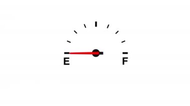 Full gas fuel gauge dial 2d animation black screen . High quality 4k footage