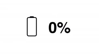 Batarya% 2d animasyon beyaz arkaplan şarj ilerleme göstergesi. Yüksek kalite 4k görüntü