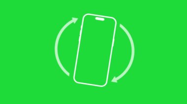 Telefon aygıtı döndürme sembolü 2d animasyon yeşil ekran arka planı. Yüksek kalite 4k görüntü