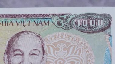 1000 Vietnam dong VND ulusal para birimi yasal banknot tasarısı V25 merkez bankası. Yüksek kalite 4k görüntü