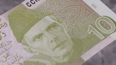 10 Pakistan Rupisi ulusal para birimi. Yasal ihale faturası Merkez Bankası 4. Yüksek kalite 4k görüntü