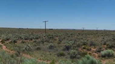 Route 66 eski klasik paslı araba ızgarası Arizona taşlaşmış orman çölü yolculuğu 12. Yüksek kalite 4k görüntü